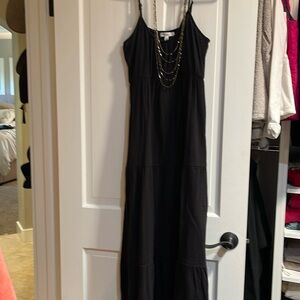 Black Maxi Gauze Socialiite dress with adjustable straps